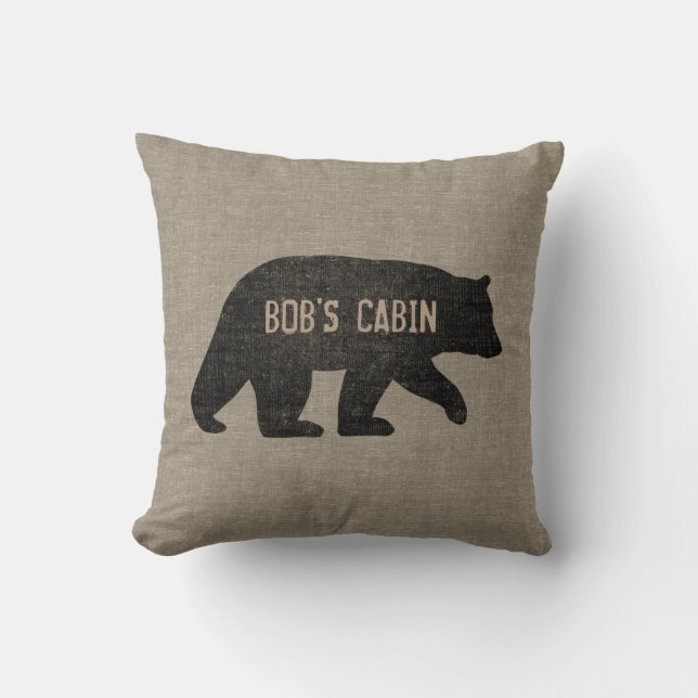 Coussin Silhouette de l'ours noir Faux Style de lin Person (Recto)