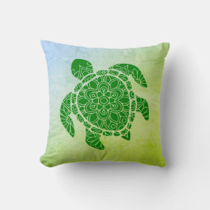 Coussin Silhouette de Mandala de Tortue