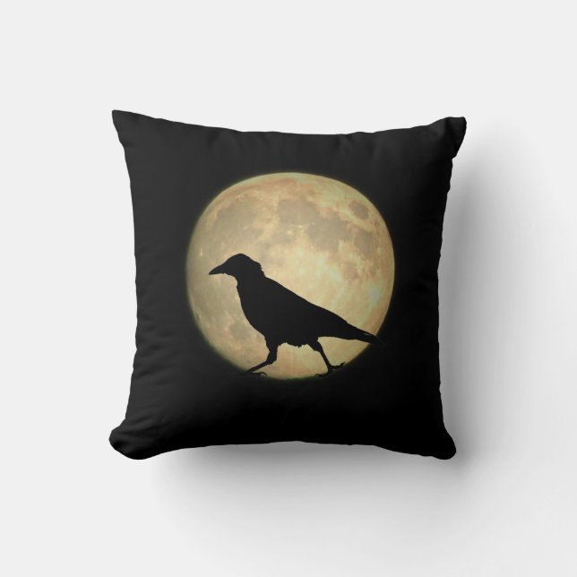 Coussin Silhouette de marche de corneille de Pleine lune (Recto)