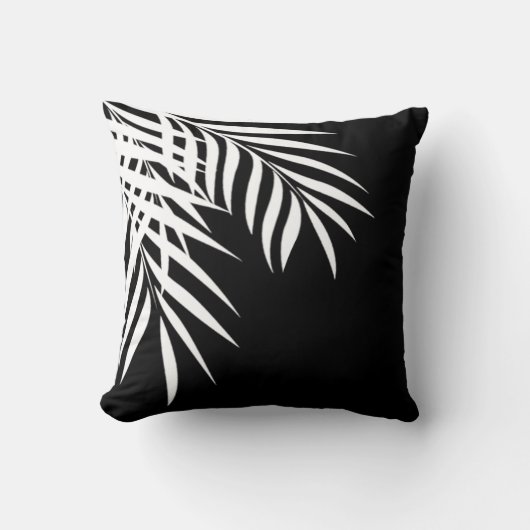 Coussin Silhouette | de palmier de plage noir et blanc (Recto)