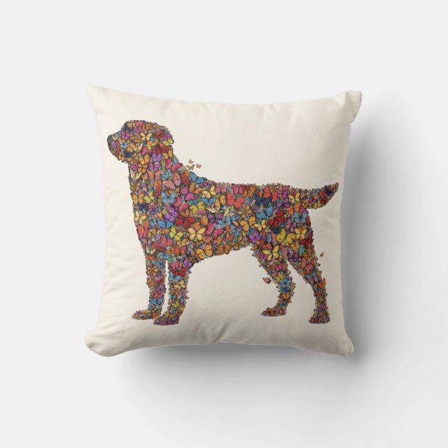 Coussin Silhouette de papillon Labrador Retriever | Dog Ma (Recto)
