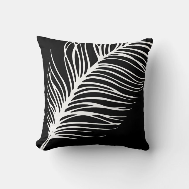Coussin Silhouette de plume noire et blanche (Recto)