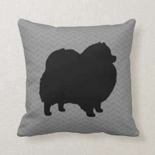 Coussin Silhouette de Poméranie noire Oreille grise