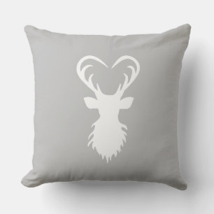 Coussin Silhouette de renne moderne sur gris argenté