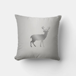 Coussin Silhouette de renne sur fond dégradé gris argent