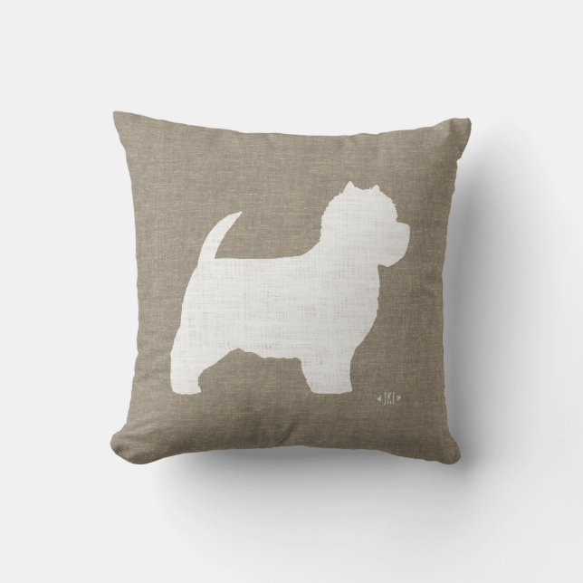Coussin Silhouette de Westie Westie Westie de West Highlan (Recto)