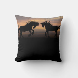 Coussin Silhouette des chevaux sauvages