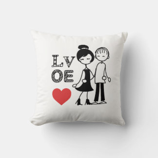 Coussin Silhouette du couple, amour, coeur.