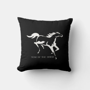 Coussin Silhouette Élégante de Cheval au Galop Année du Ch