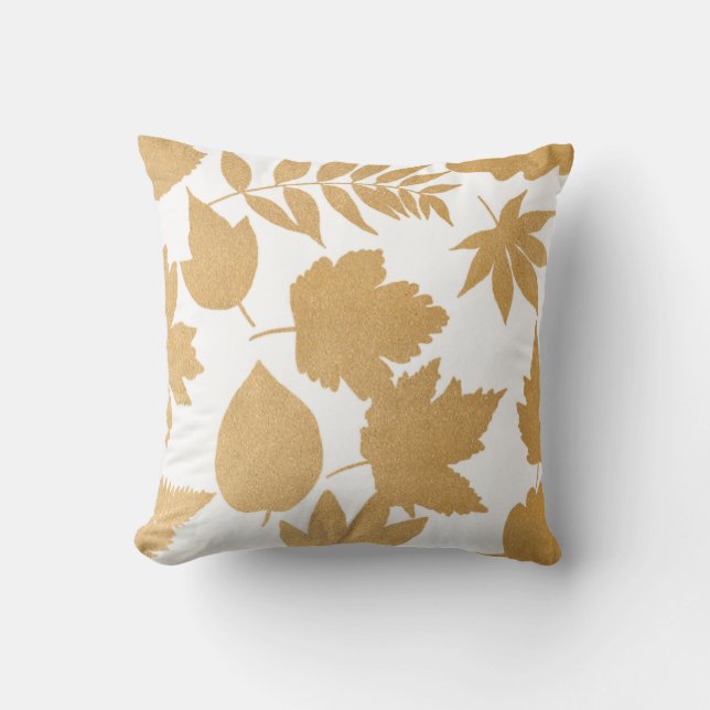 Coussin Silhouette en feuilles d'or sur déco d'automne bla (Recto)