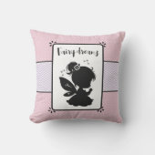 Coussin Silhouette Fée Magique : Polka Rose Dot Délice (Recto)