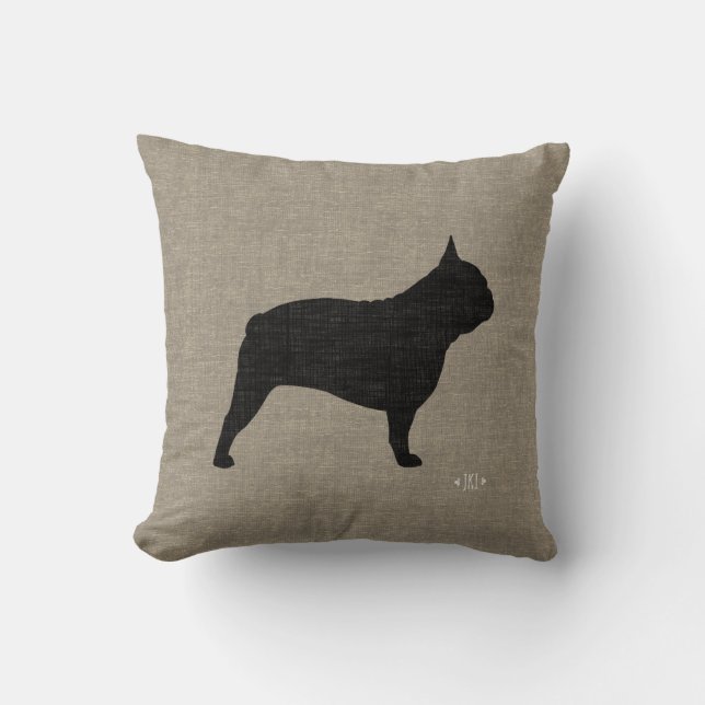 Coussin Silhouette French Bulldog Frenchie Dog (Recto)