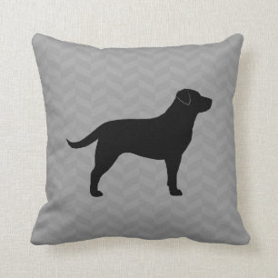 Coussin Silhouette Herringbone du trieur du Labrador noir