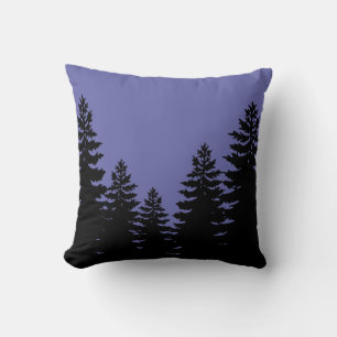 Coussin Silhouette minimaliste de pin noir violet