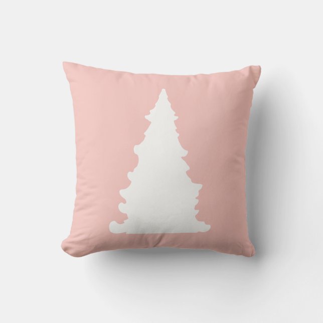 Coussin Silhouette minimaliste de sapin rose (Recto)