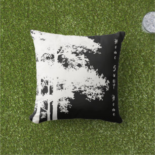 Coussin Silhouette minimaliste moderne en noir blanc