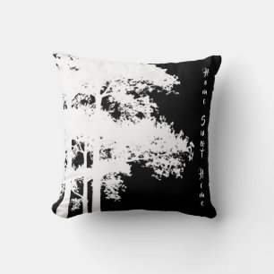 Coussin Silhouette minimaliste moderne en noir blanc