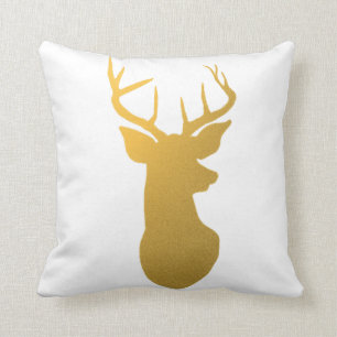 Coussin Silhouette moderne d'Antler de renne d'or