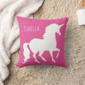 Coussin Silhouette pourpre rose personnalisée de licorne (Couverture)