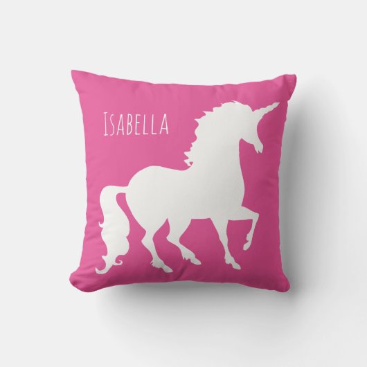 Coussin Silhouette pourpre rose personnalisée de licorne (Recto)