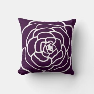 Coussin silhouette rose moderne simple plum d'aubergine fo