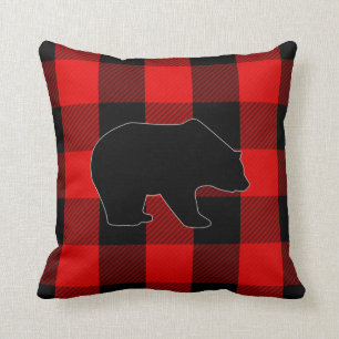 Coussin Silhouette rouge d'ours du contrôle   de Buffalo