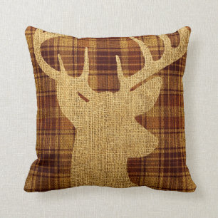 Coussin Silhouette rustique de cerfs communs de hanche sur