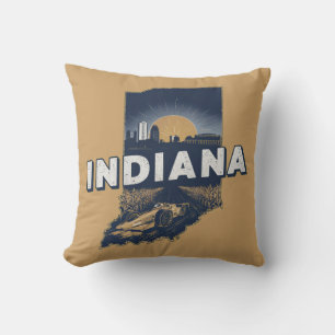 Coussin Silhouette Scénique Rétro de l'Indiana