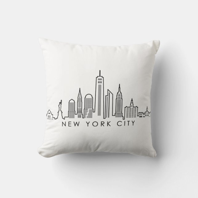 Coussin Silhouette Skyline de la ville de New York Manhatt (Recto)