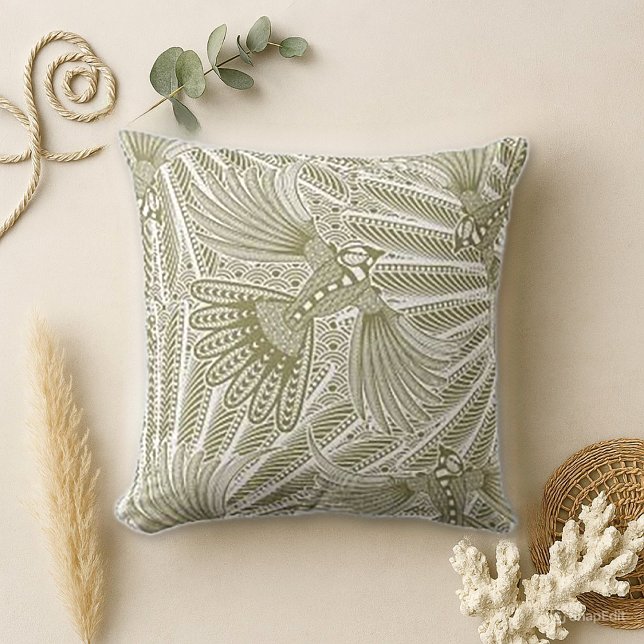 Coussin Silhouette tirée par la main d'oiseau (Créateur téléchargé)