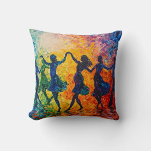 Coussin Silhouettes colorées dansant