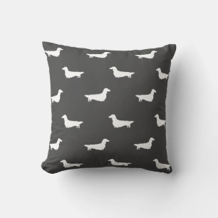 Coussin Silhouettes de Chien de Dachshund Longues Motif Gr