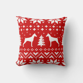 Coussin Silhouettes de Doberman Pinscher Noël Fêtes