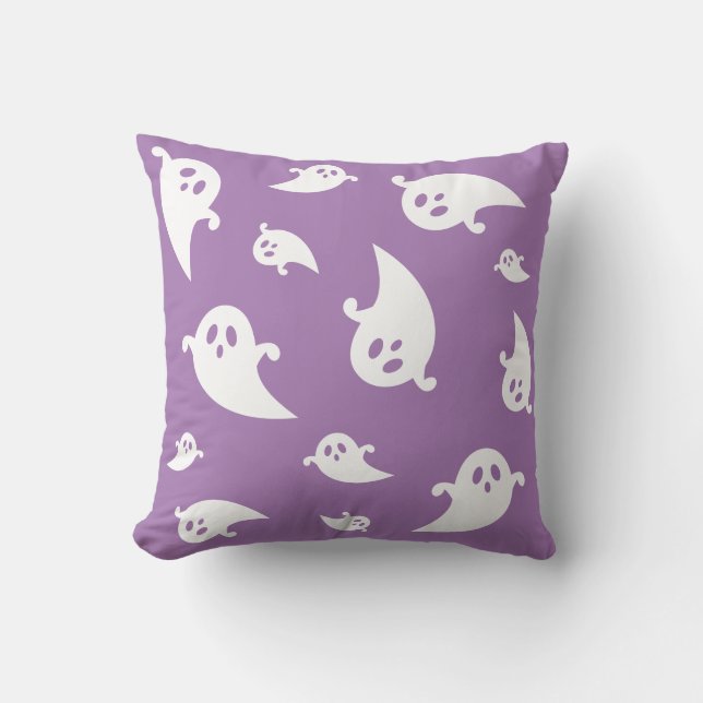 Coussin Silhouettes de fantômes blancs sur Halloween effra (Recto)