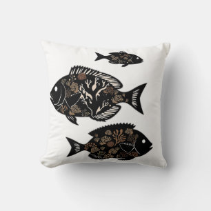 Coussin Silhouettes de poissons de récif corallien