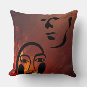 Coussin Silhouettes de visages abstraits dans les feux de