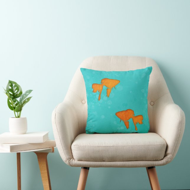 Coussin Silhouettes orange de poisson rouge dans une eau t (Chaise)