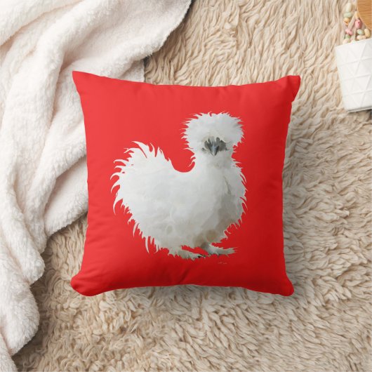 Coussin Silly Silkie Chicken on Red (Couverture)