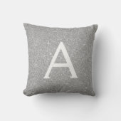 Coussin Silver Sparkle Glitter Monogram Name & Initial (Recto)