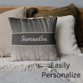 Coussin Silver Streaks Metallic Stripe Moderne Élégant