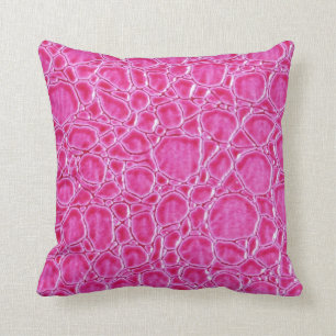 Coussin simili cuir de crocodile rose