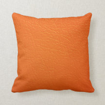Coussin simili cuir orange brûlé d'impression