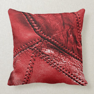 Coussin Simili cuir rouge, carreau