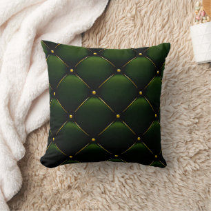 Coussin simili cuir tufté vert-foncé de Thow
