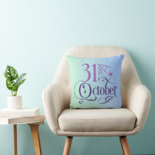Coussin Simple 31 octobre Halloween bleu et vert