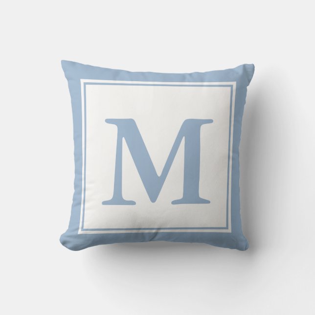 Coussin Simple bébé bleu et blanc Monogramme (Recto)
