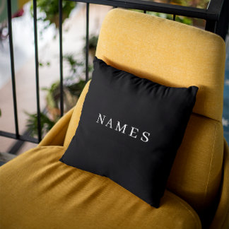Coussin Simple Black Custom Ajouter Votre Nom Élégant