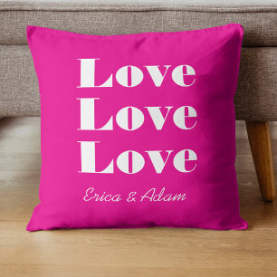 Coussin Simple Blanc Propre 3 x Amour Rose Chaud