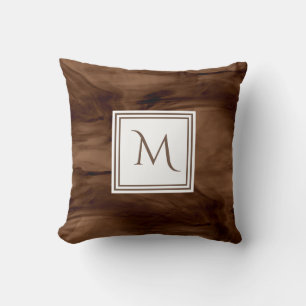 Coussin Simple Brown foncé Marbre subtil Monogramme modern