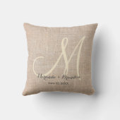 Coussin Simple Burlap Beige Rustique Monogramme (Verso)